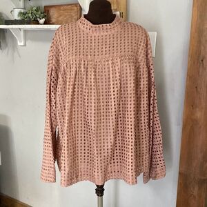 NWT ASOS maternity shirt size 14 blush color long sleeved smocked top mock neck